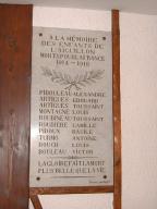 plaque commémorative de la guerre de 1914-1918