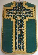 chasuble verte (n° 42) avec étole, manipule et bourse de corporal