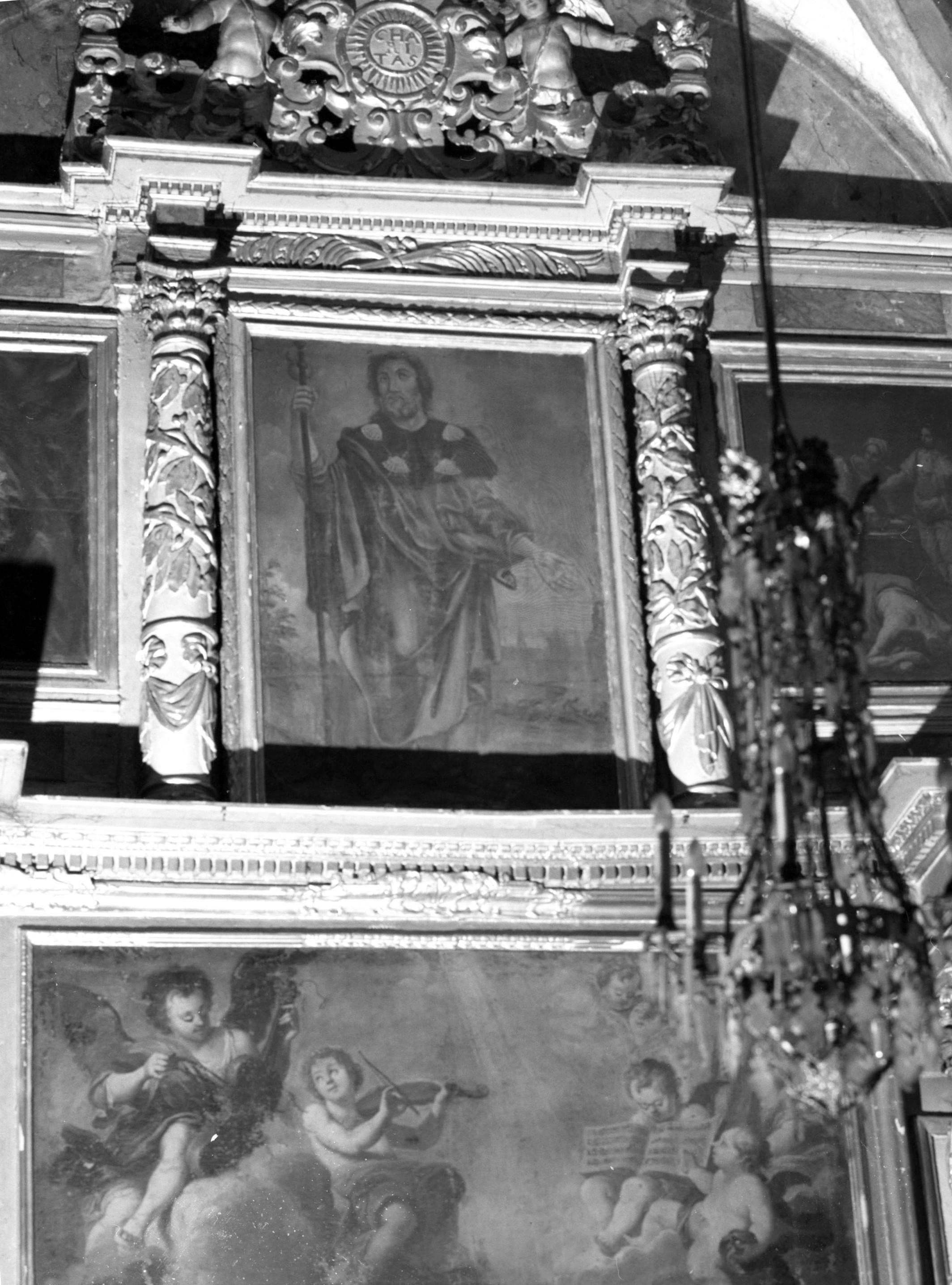 trois tableaux : saint Jacques, décollation de saint Jean-Baptiste, sainte