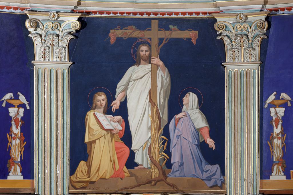 peintures monumentales : l'Eucharistie se liant au Calvaire.