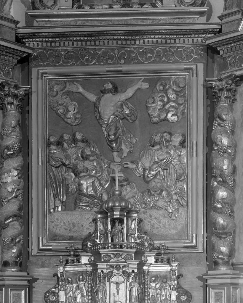 reliefs (4) : Adoration des Bergers, Adoration des Mages, Ascension, Dieu le Père