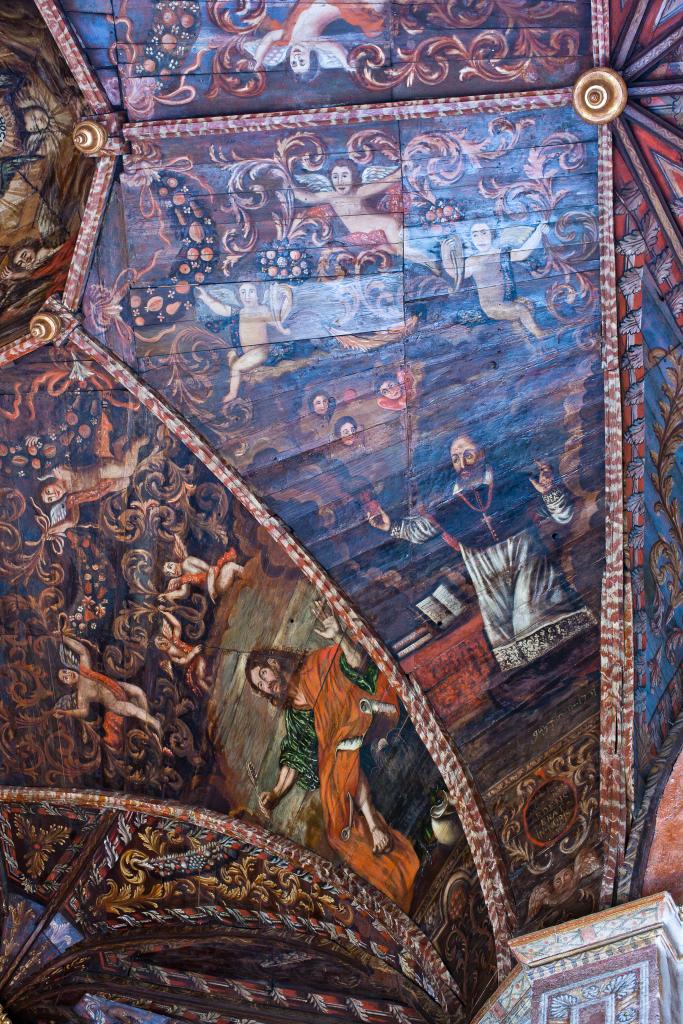 plafond de style baroque : les évangélistes, saint François-de-Sales, sainte Hélène, Constantin
