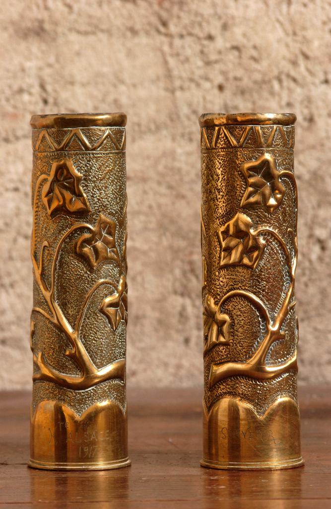 ensemble de 2 paires de vases d'autel (obus de la guerre de 1914-1918)