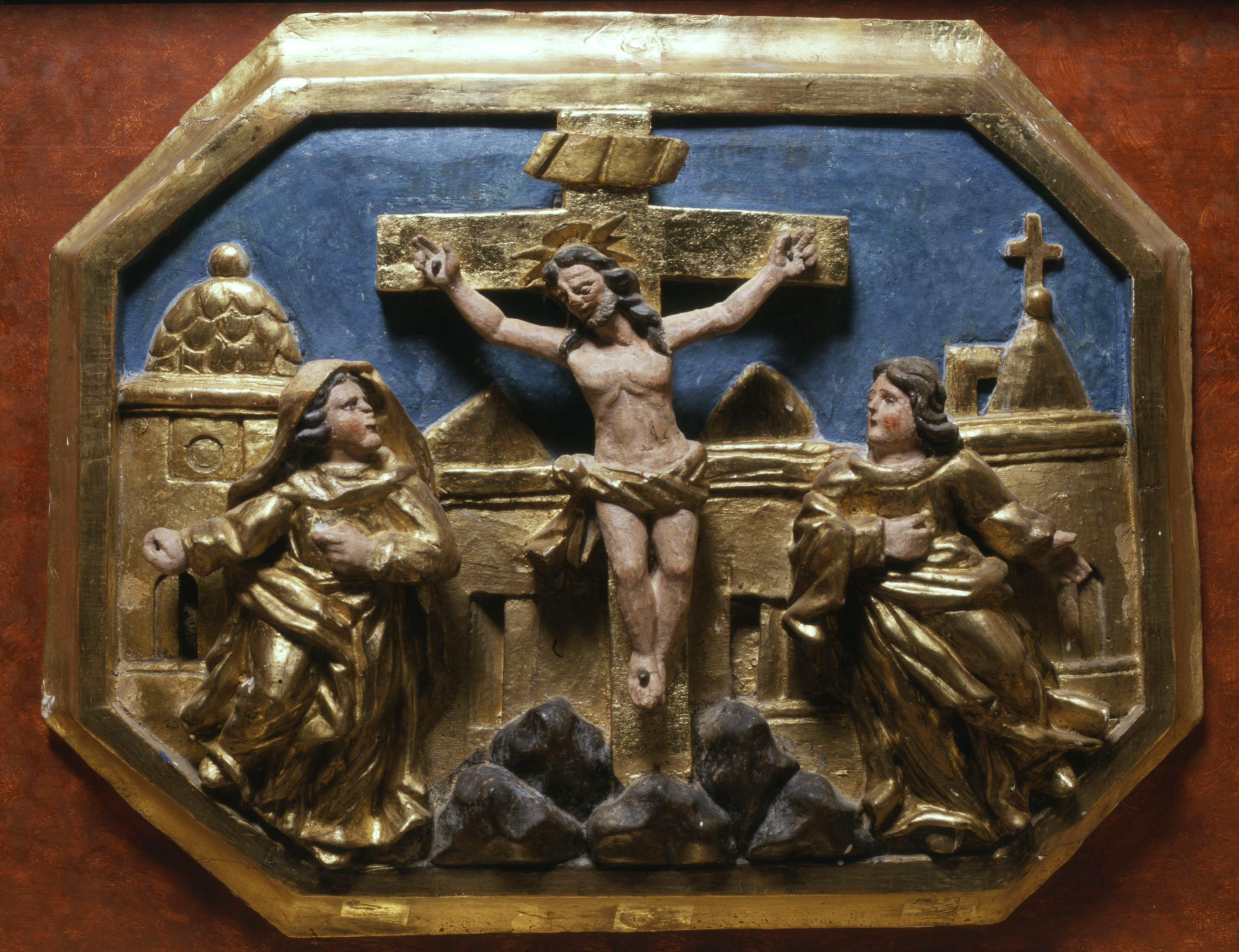 Cinq bas-reliefs : scènes de la Passion