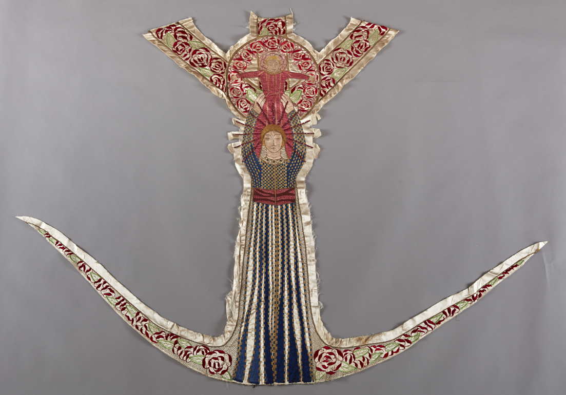 chasuble blanche (découpée) avec étole et bourse de corporal