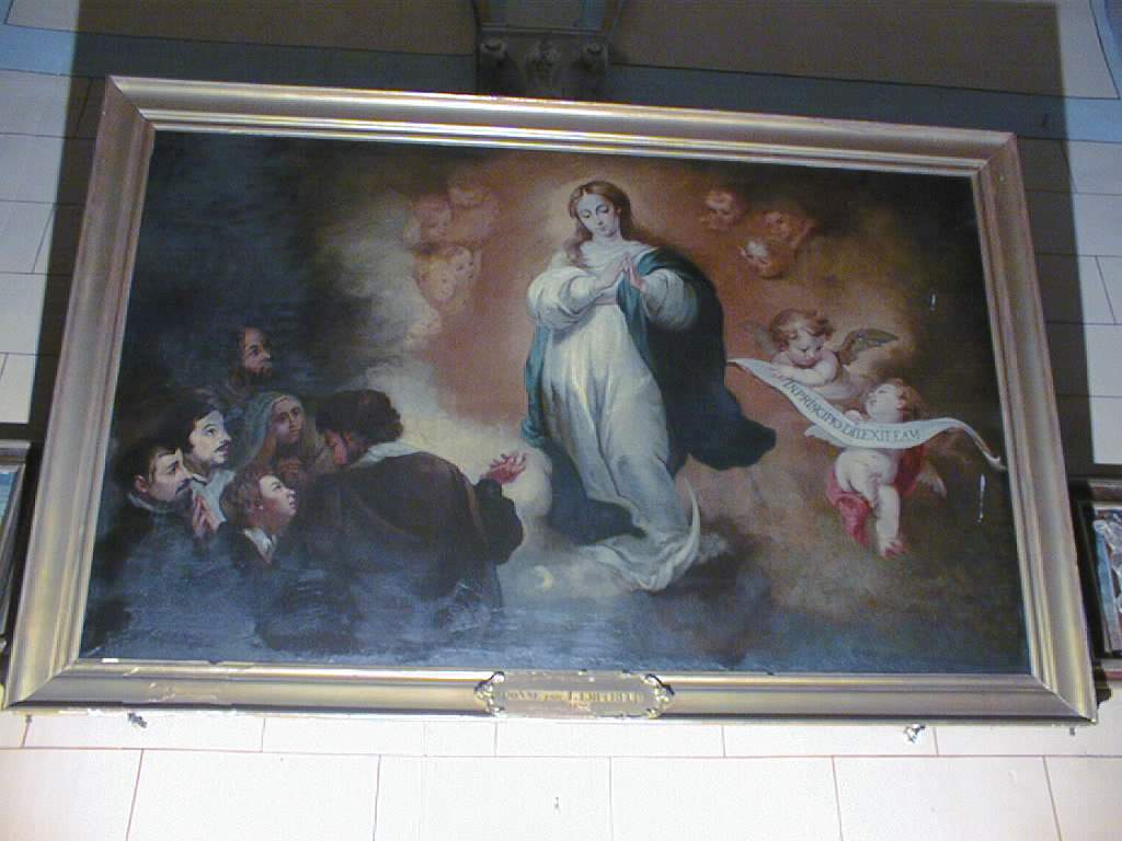 tableau et son cadre : L'Apparition de l'Immaculée Conception à six personnages