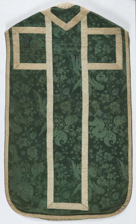 Chasuble verte avec étole, voile de calice et bourse de corporal