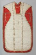 chasuble réversible blanc / rouge avec manipule et voile de calice