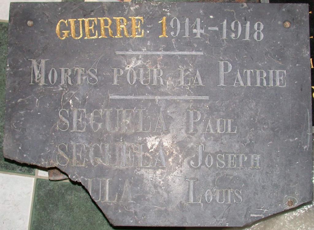 plaques commémoratives des morts de la guerre de 1914-1918 et de la guerre de 1939-1945