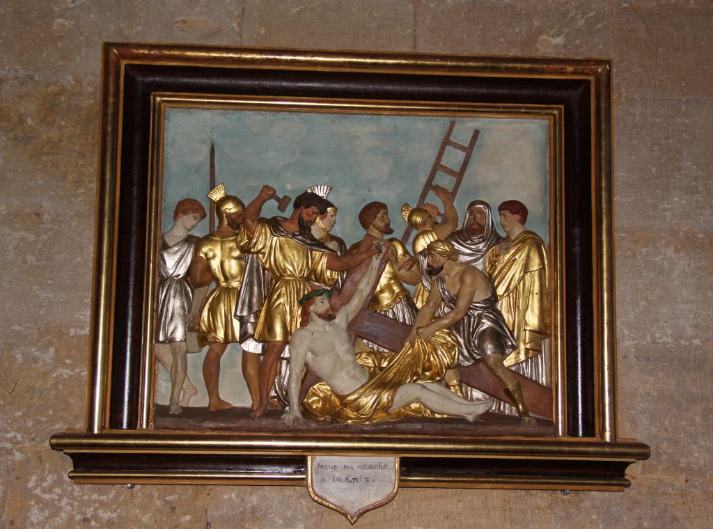 chemin de croix : ensemble de quatorze bas-reliefs