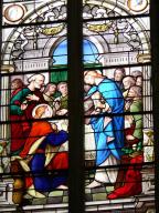 Baie 0 : verrière historiée : vie publique du Christ
