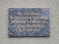 plaque commémorative de la guerre de 1946-1954 (Indochine)