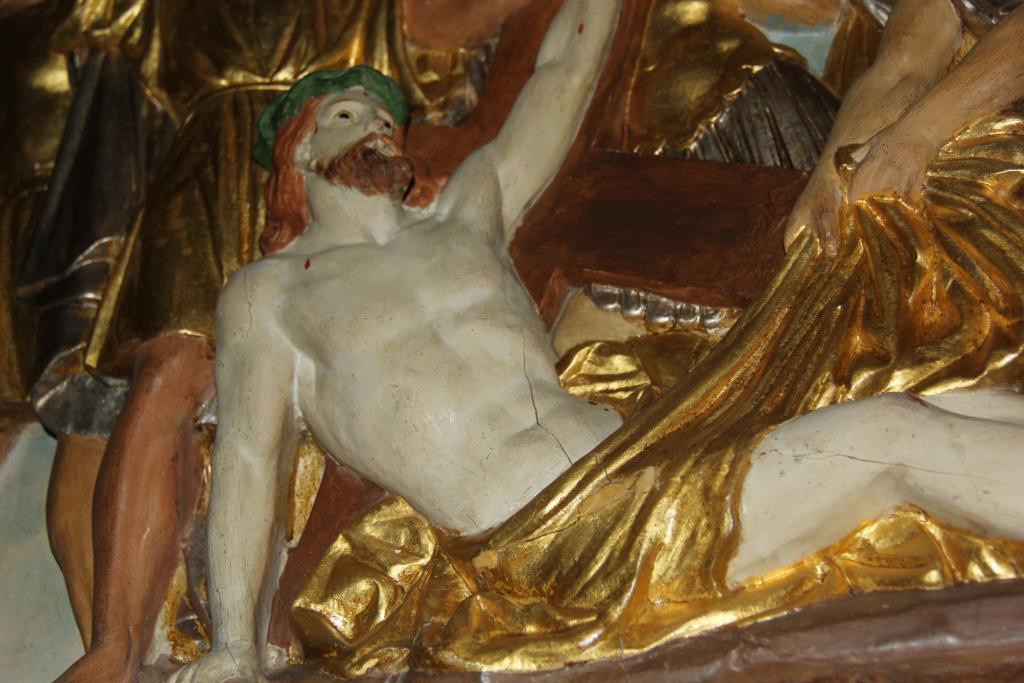 chemin de croix : ensemble de quatorze bas-reliefs