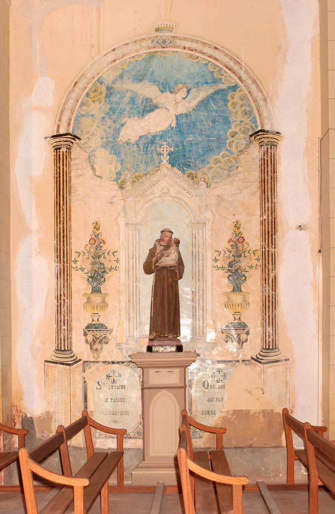 ensemble du piédestal à usage de tronc et de sa statue (petite nature) : Saint Antoine de Padoue