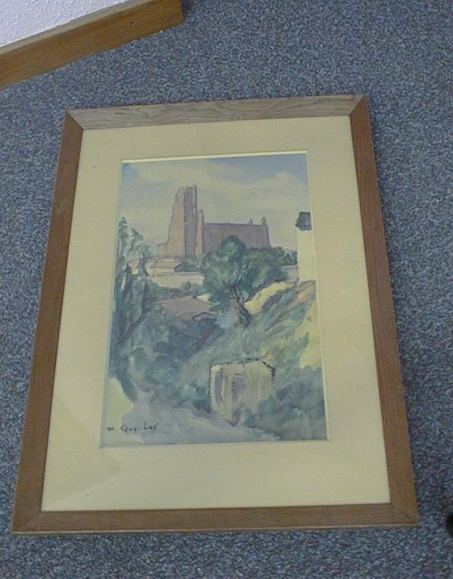 dessin (aquarelle) et son cadre : Vue d'Albi