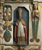 statues (2) (petite-nature, en pendant) : Saint Pierre, Saint Blaise