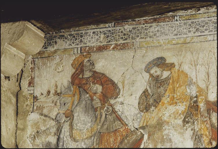 peinture monumentale de la rencontre des trois morts et des trois vifs