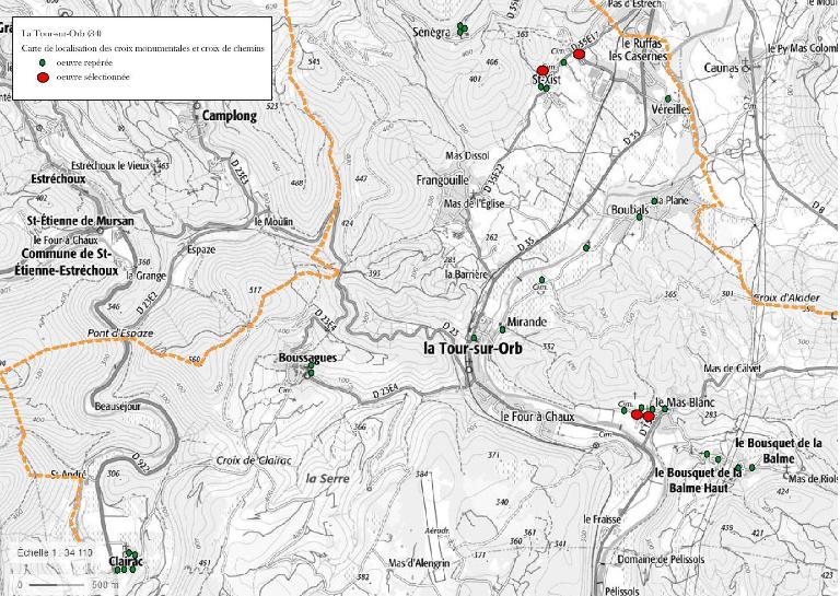 Croix monumentales et croix de chemin de La Tour-sur-Orb