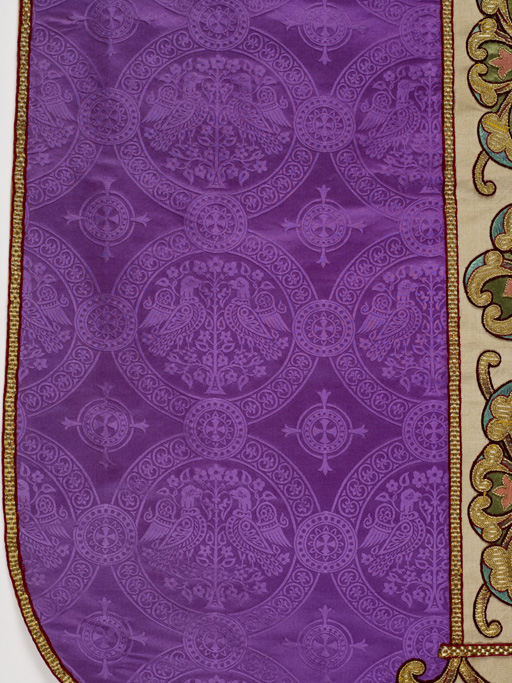 Dessin textile : oiseaux affrontés face à l'arbre de vie (type A)