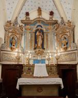retable du maître-autel, deux bustes-reliquaires et statue : Saint Antoine abbé