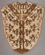 chasuble blanche de l'arbre franciscain avec étole et manipule