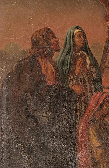 tableau et son cadre : Calvaire avec les Saintes Femmes