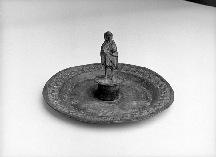 plat de quête, statue (figurine) : saint Blaise