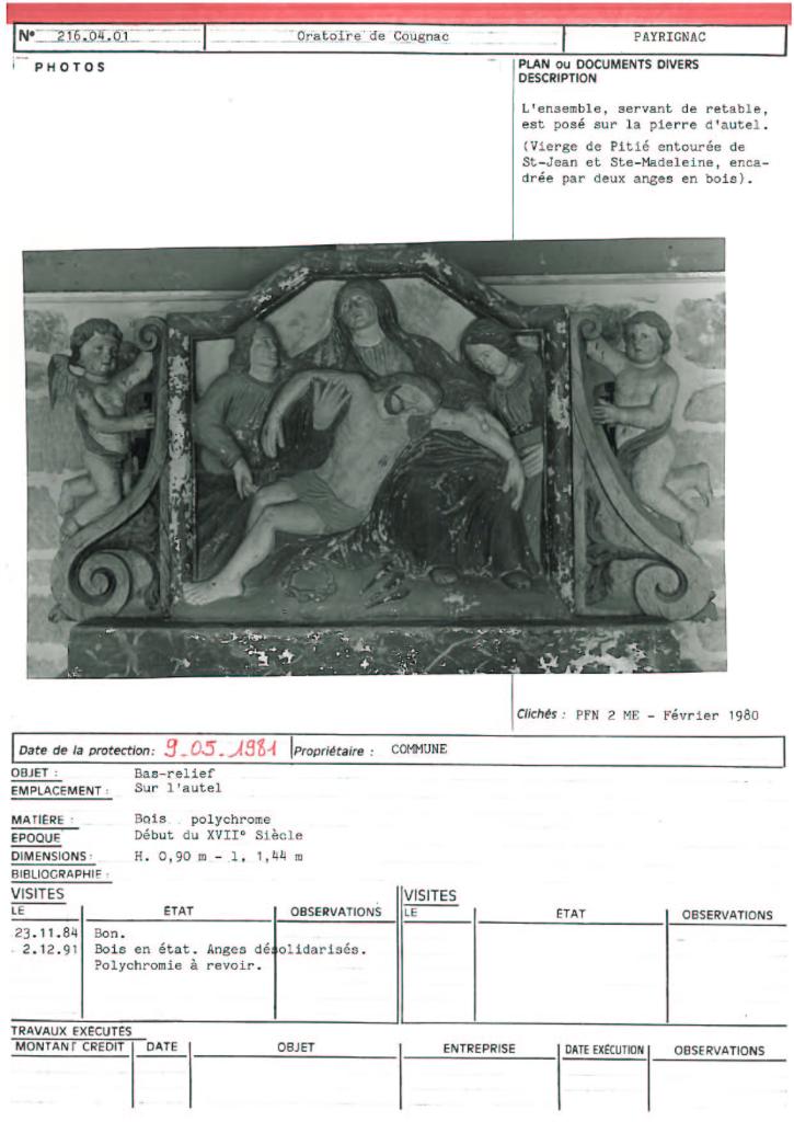 demi-relief : Déploration du Christ