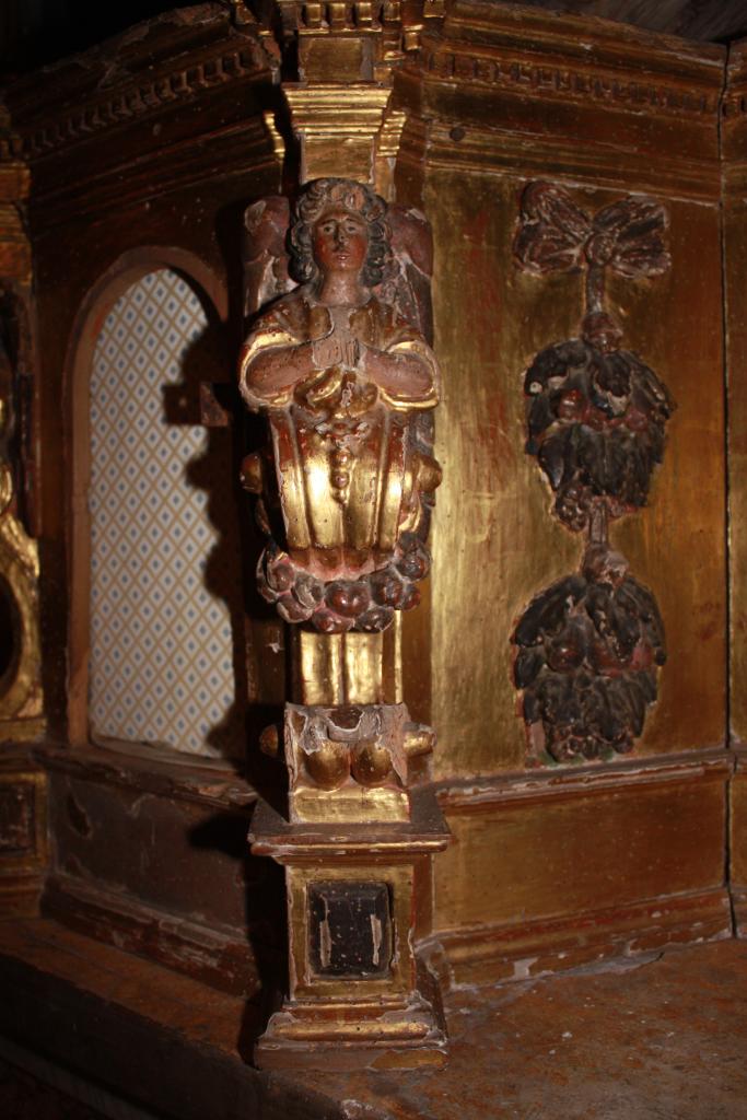 autel secondaire de saint Lizier, retable, tabernacle, statue : saint Lizier, 6 chandeliers