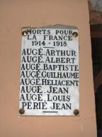 plaque commémorative des morts de la guerre de 1914-1918