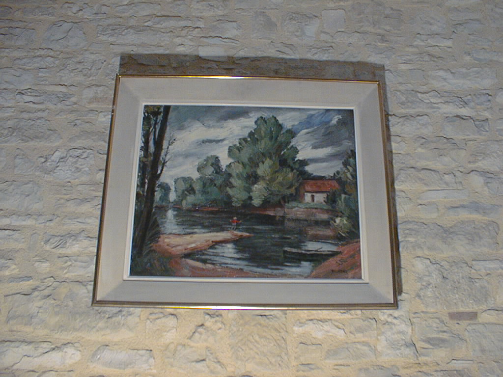 tableau et son cadre : Le pêcheur dit La Rivière