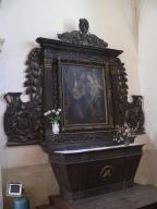 retable de la chapelle sud, tabernacle et tableau : Sainte Famille au rosaire