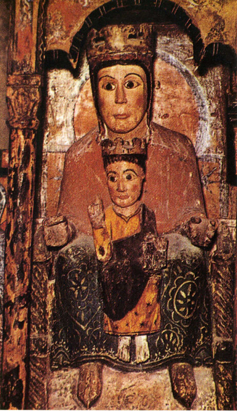 Statue : Vierge à l'Enfant assise dite Notre-Dame de Saint Martin d'Envalls (du retable de la Vierge)