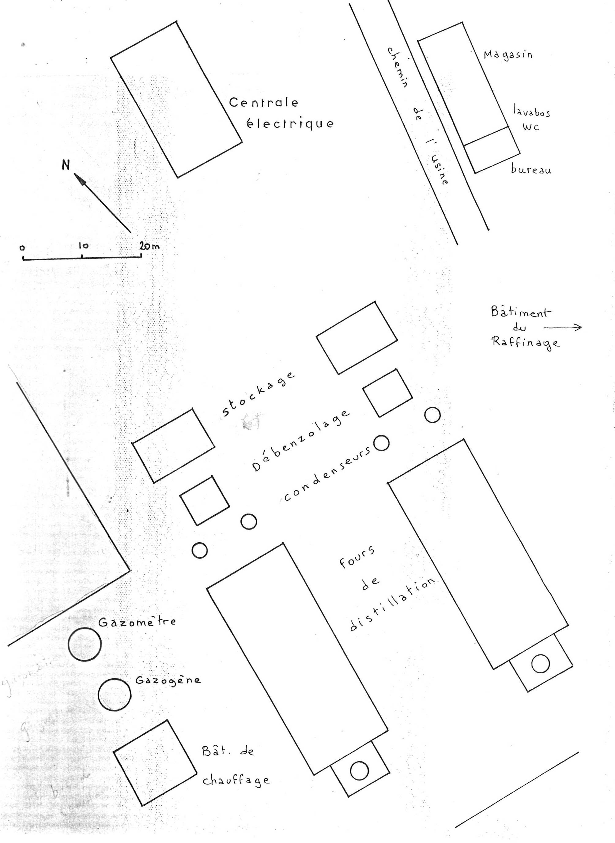 mine et distillerie de lignite de Saint-Julien-de-Peyrolas, usine de produits chimiques (usine de fabrication d' essence synthétique) Houdry