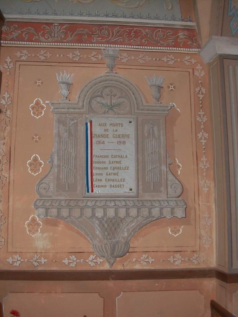 ensemble du monument aux morts (peinture et plaque commémorative) de la guerre de 1914-1918