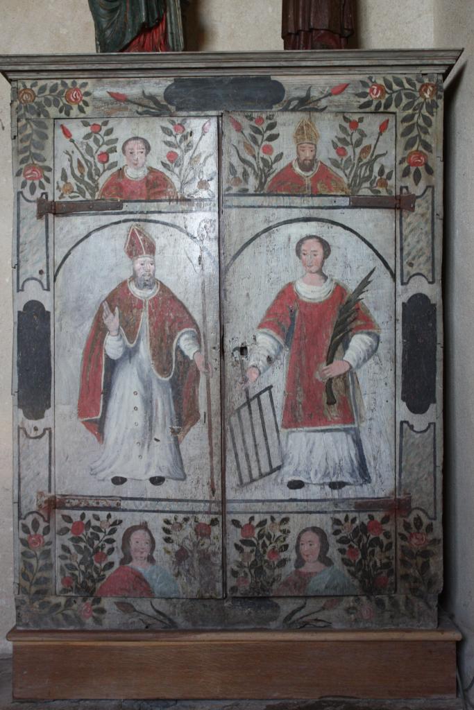 armoire de sacristie style populaire : saint Lizier, saint Laurent