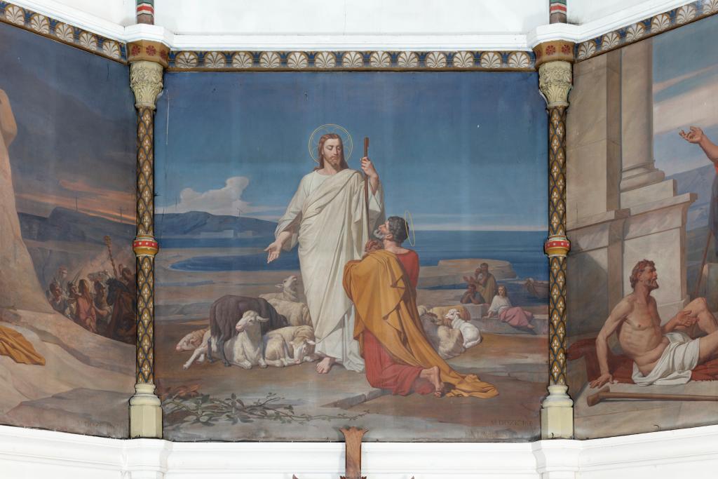 ensemble de cinq tableaux : vie de saint Pierre