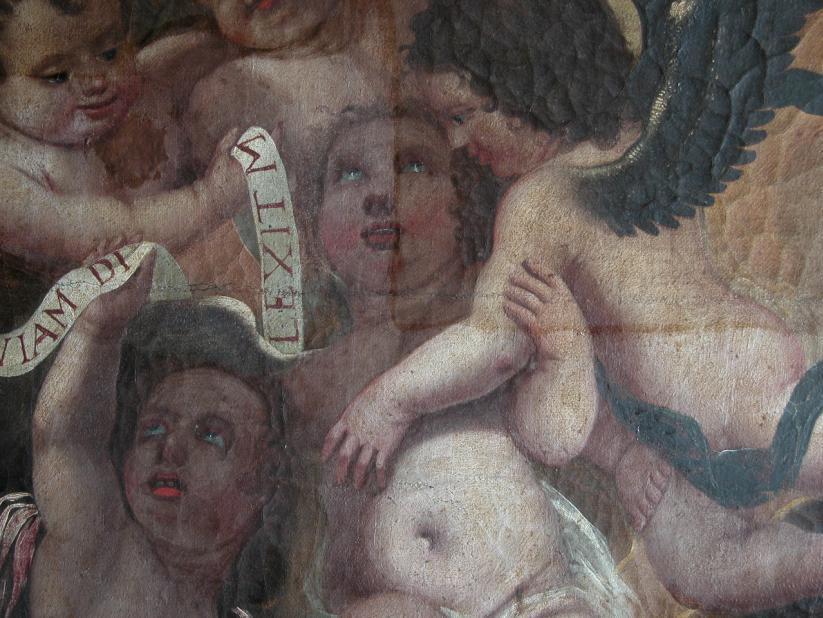 cheminée, avec tableau de Marie Madeleine pénitente