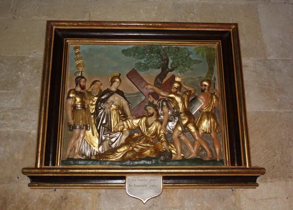 chemin de croix : ensemble de quatorze bas-reliefs