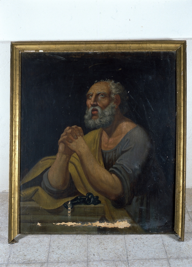 paire de tableaux représentant saint Pierre et saint Paul avec leur cadres