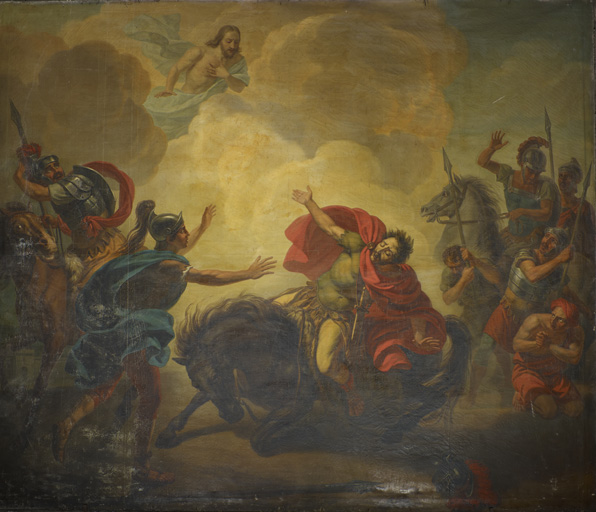deux tableaux d'Augustin Aubert : conversion de saint Paul sur le chemin de Damas et Martyre de saint Paul