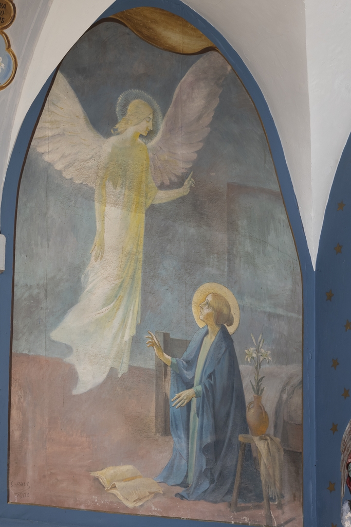 tableau: La Vierge et l'Enfant entre saint Julien et saint Nicolas de Myre.