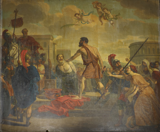deux tableaux d'Augustin Aubert : conversion de saint Paul sur le chemin de Damas et Martyre de saint Paul