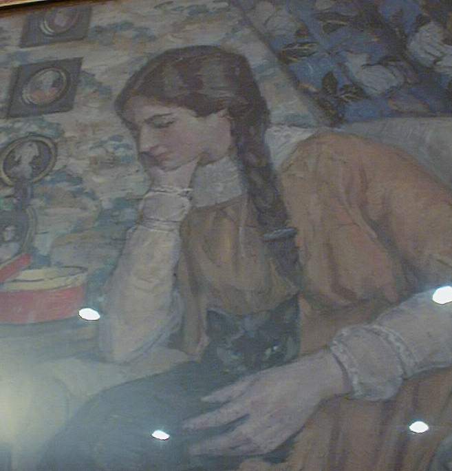 tableau et son cadre : Jeune fille au chat