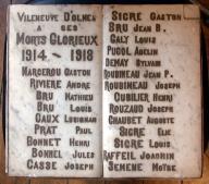 plaque commémorative de la guerre de 1914-1918