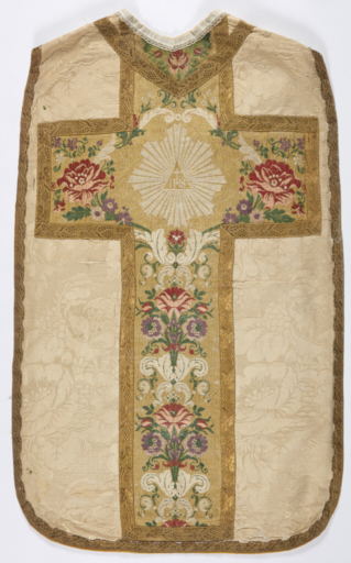 Chasuble blanche avec étole, manipule et bourse de corporal