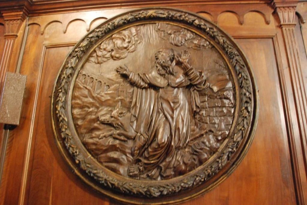 bas relief (médaillon): Saint Antoine dans le désert