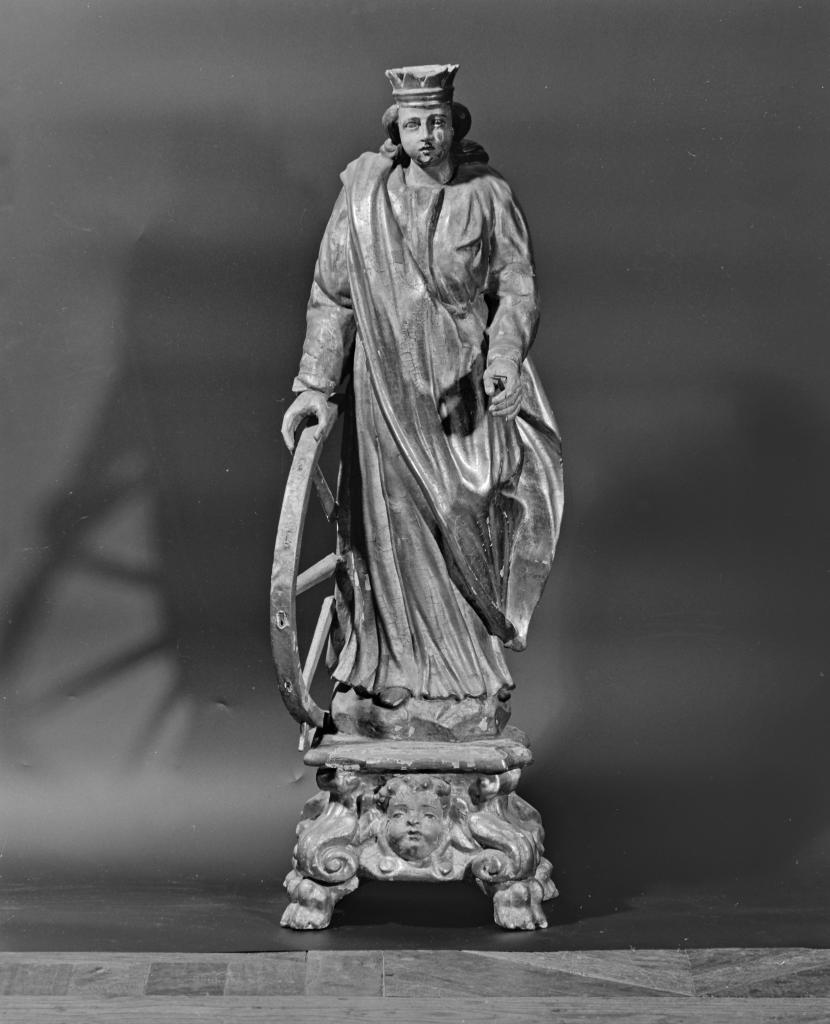 statues (2) (en pendant, statuette) : Sainte Agathe, Sainte Catherine d'Alexandrie