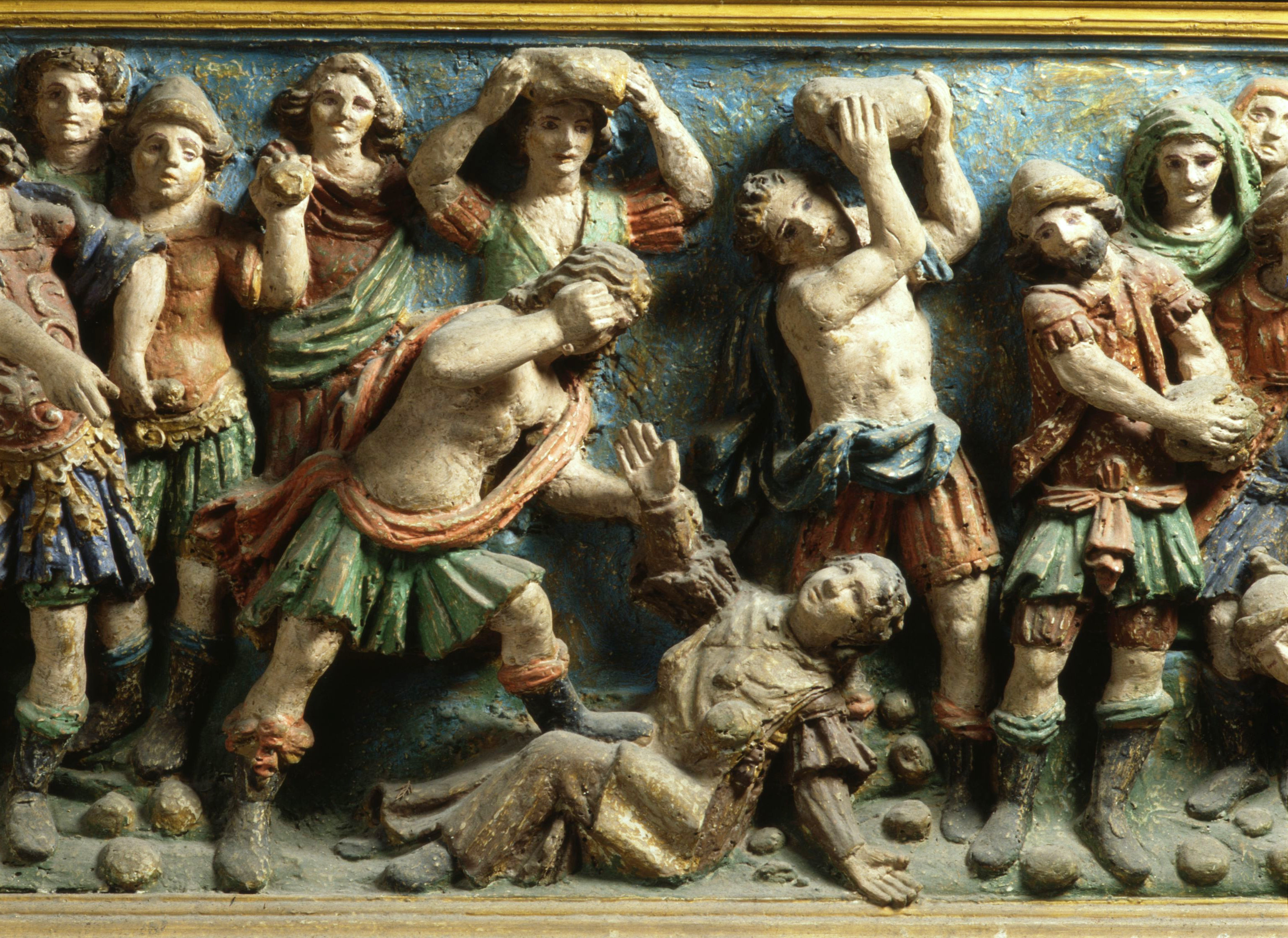 trois demi-reliefs : histoire de la vie de saint Étienne