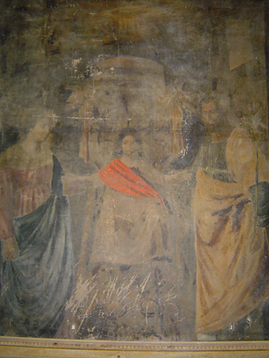 tableau et son cadre : Sainte Famille avec la Trinité